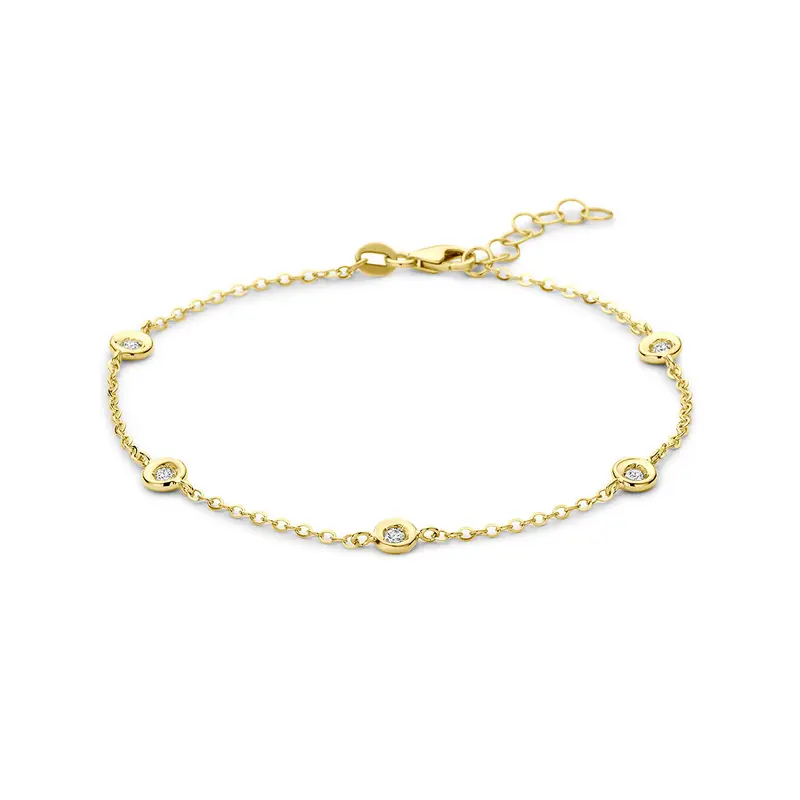 Armband diamant 0.15ct h si 14K geelgoud 17 + 2 cm