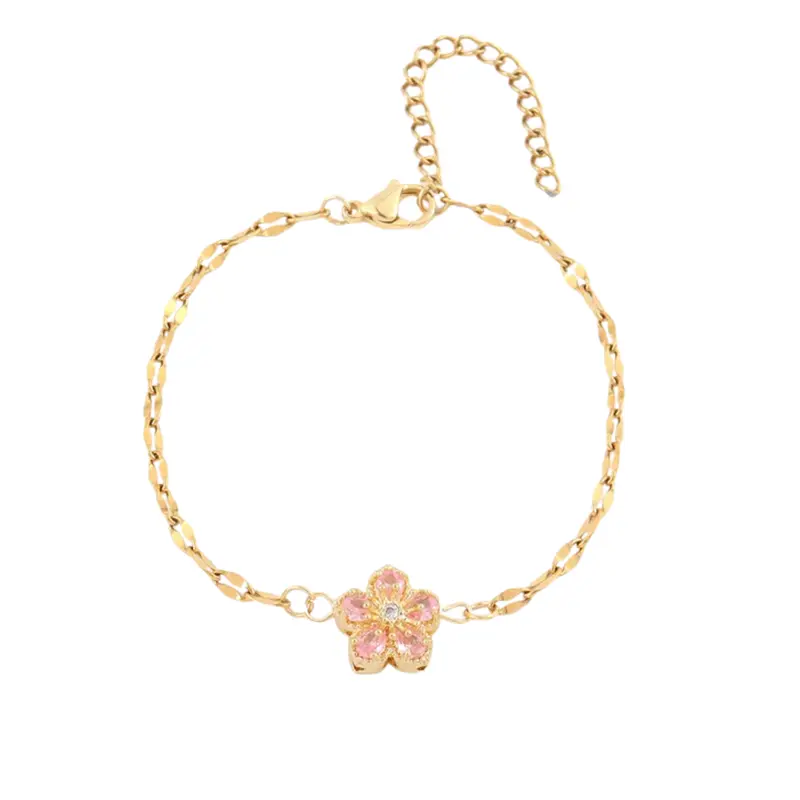 Armband elegant flower roze