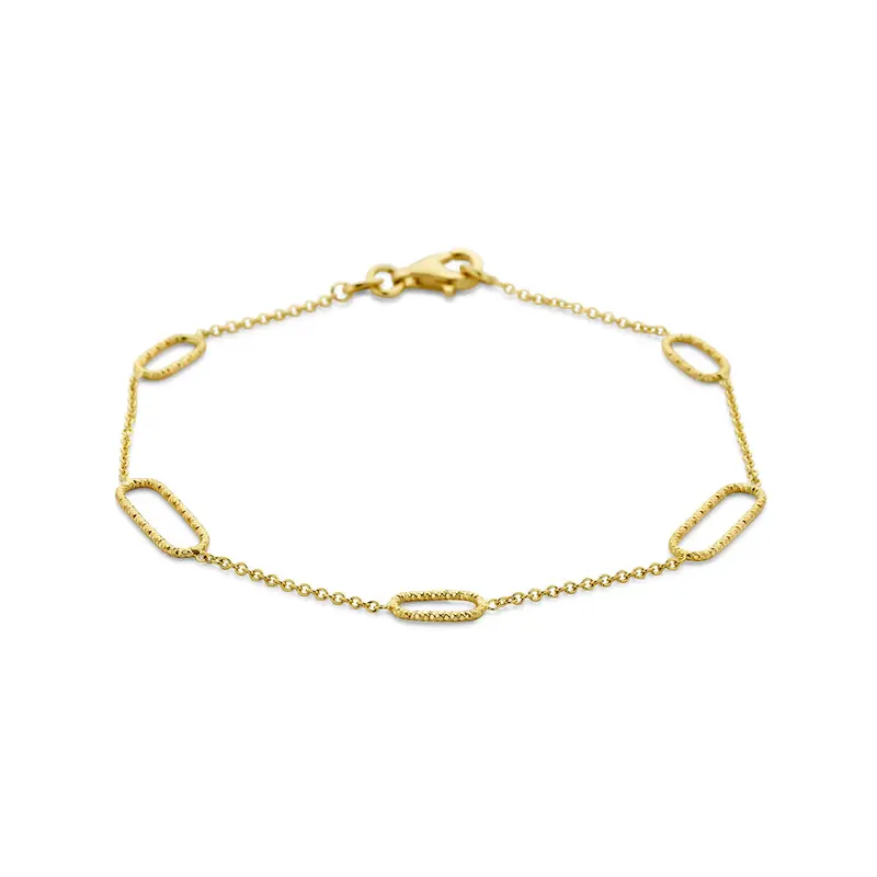 Armband gediamanteerd 19 cm 14K geelgoud