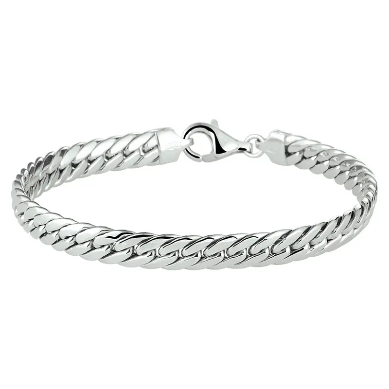 Armband gourmette 4 zijdes geslepen 6,0 mm 19 cm zilver gerhodineerd
