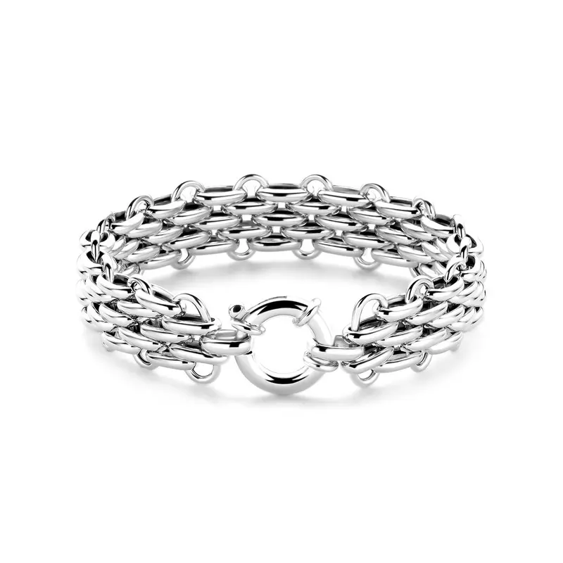 Armband groot slot 16,5 mm 19,5 cm zilver gerhodineerd