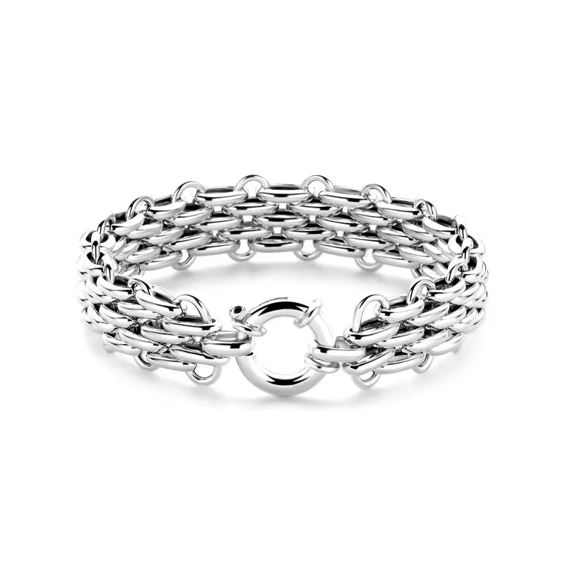 armband groot slot 16,5 mm 19,5 cm zilver gerhodineerd