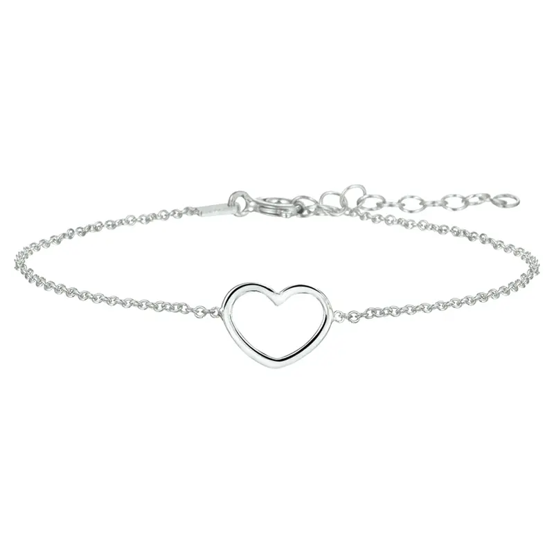 Armband hart 16 + 3 cm zilver gerhodineerd
