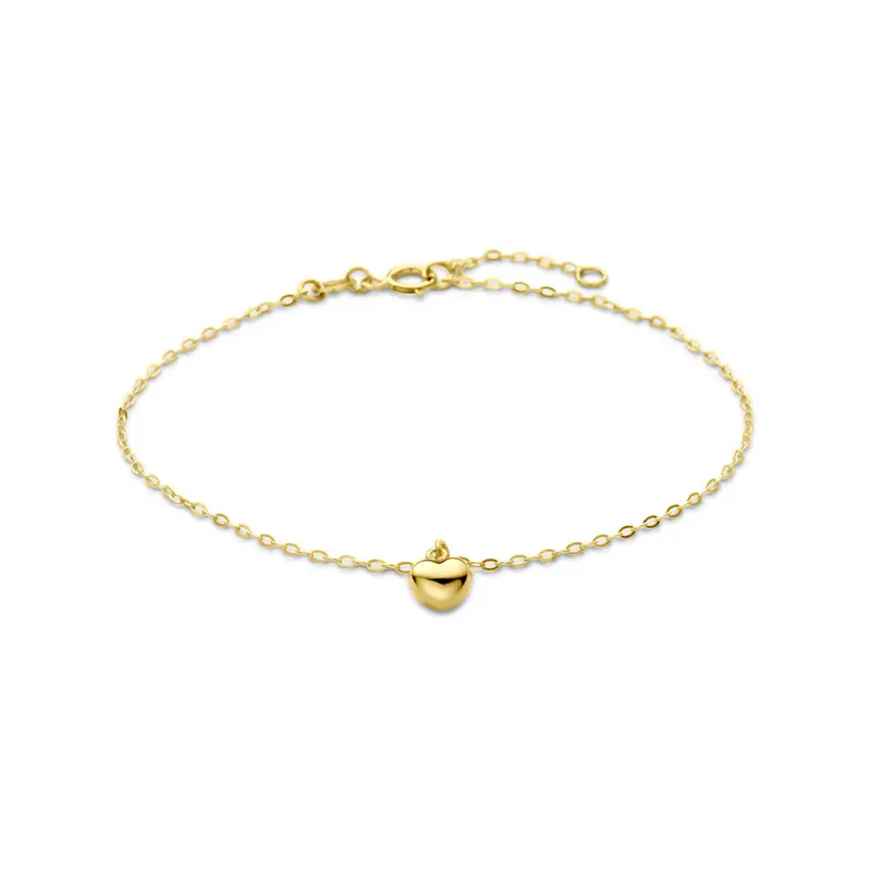 Armband hartje 16,5 - 18,5 cm 14K geelgoud