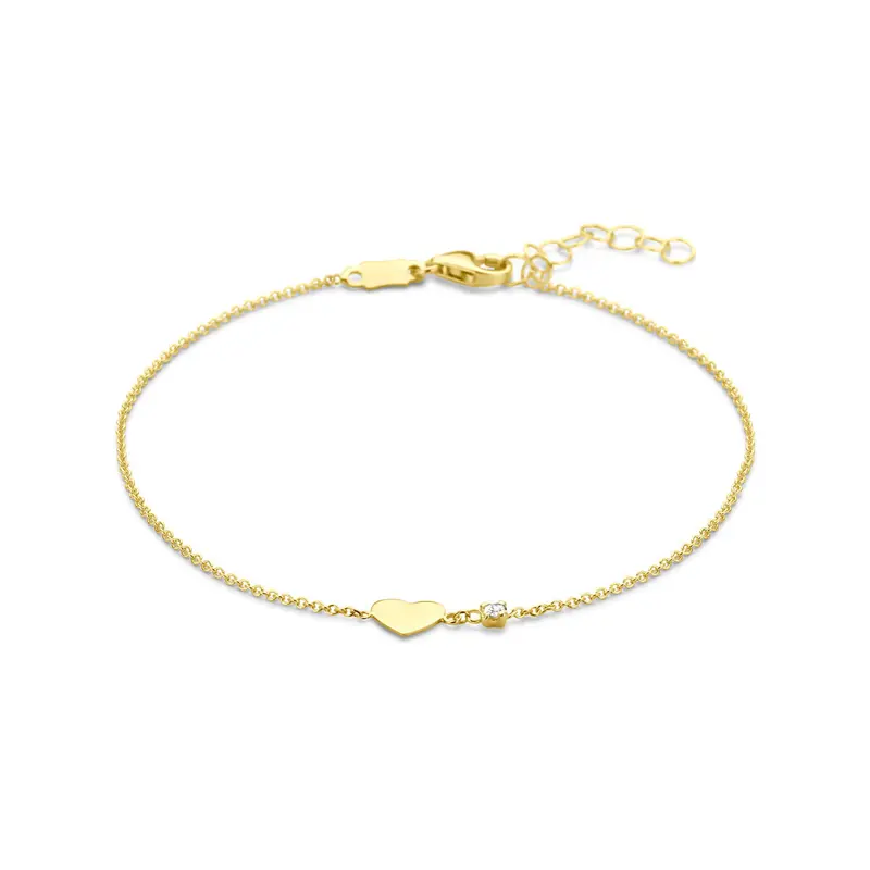 Armband hartje diamant 0.02ct h si 16 + 2 cm 14K geelgoud