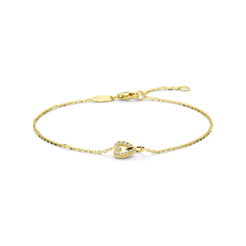 Armband hartje zirkonia 16 - 18 cm 14K geelgoud