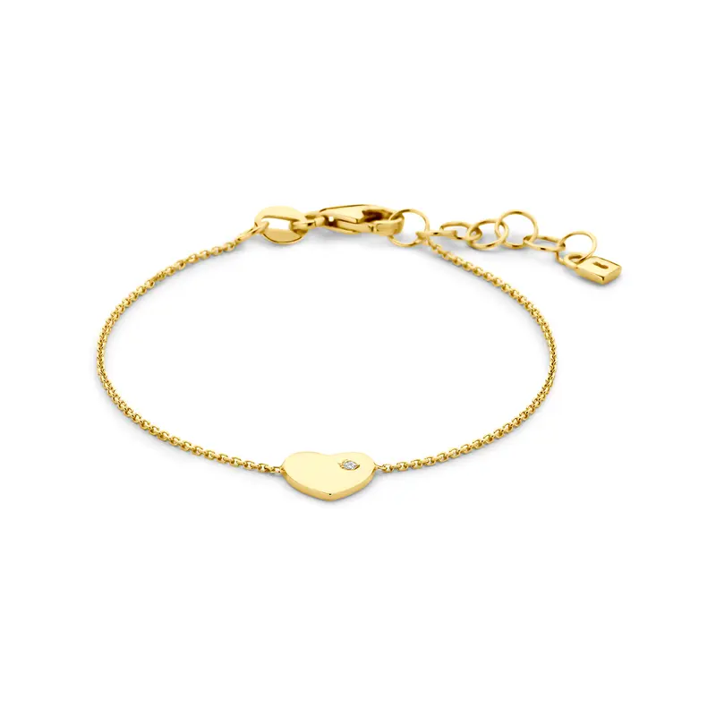 Armband hartje zirkonia 9K geelgoud 11 + 2 cm – 8000816