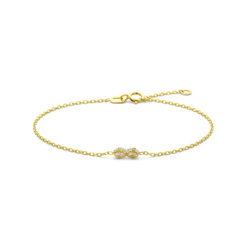 Armband infinity zirkonia 16 - 18 cm 14K geelgoud