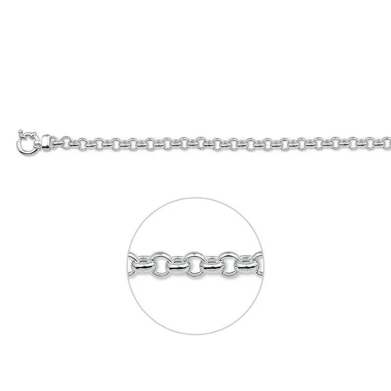 Armband Jasseron 5,5 mm met groot veerslot zilver gerhodineerd
