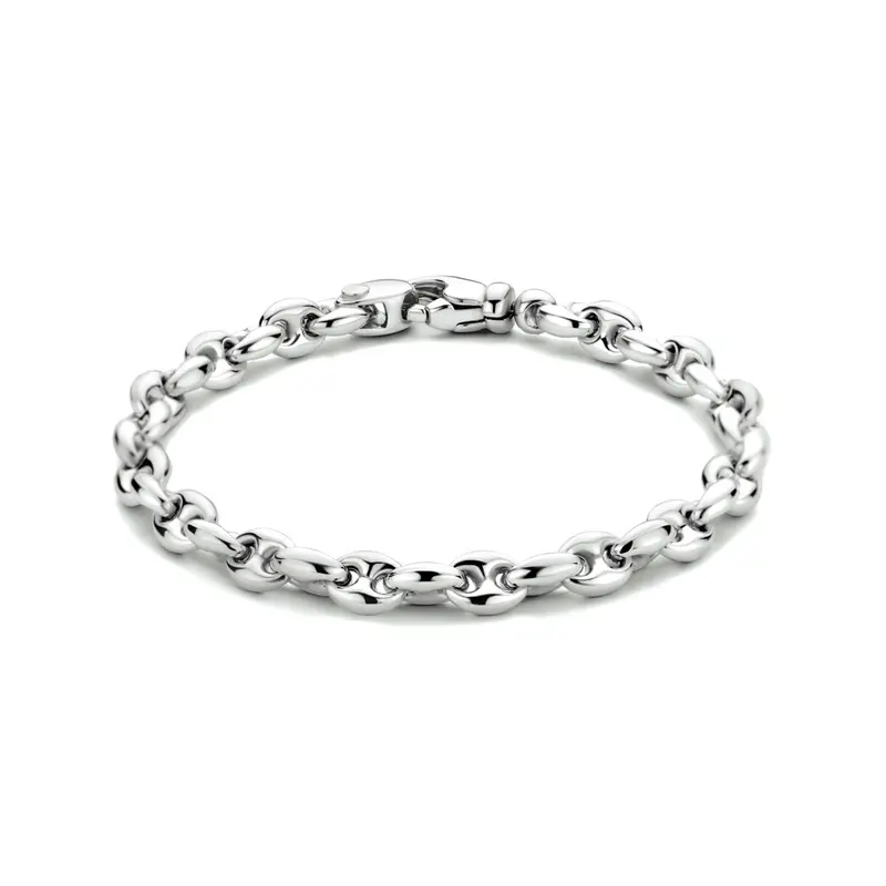 armband koffieboon 6,2 mm 19 cm zilver gerhodineerd