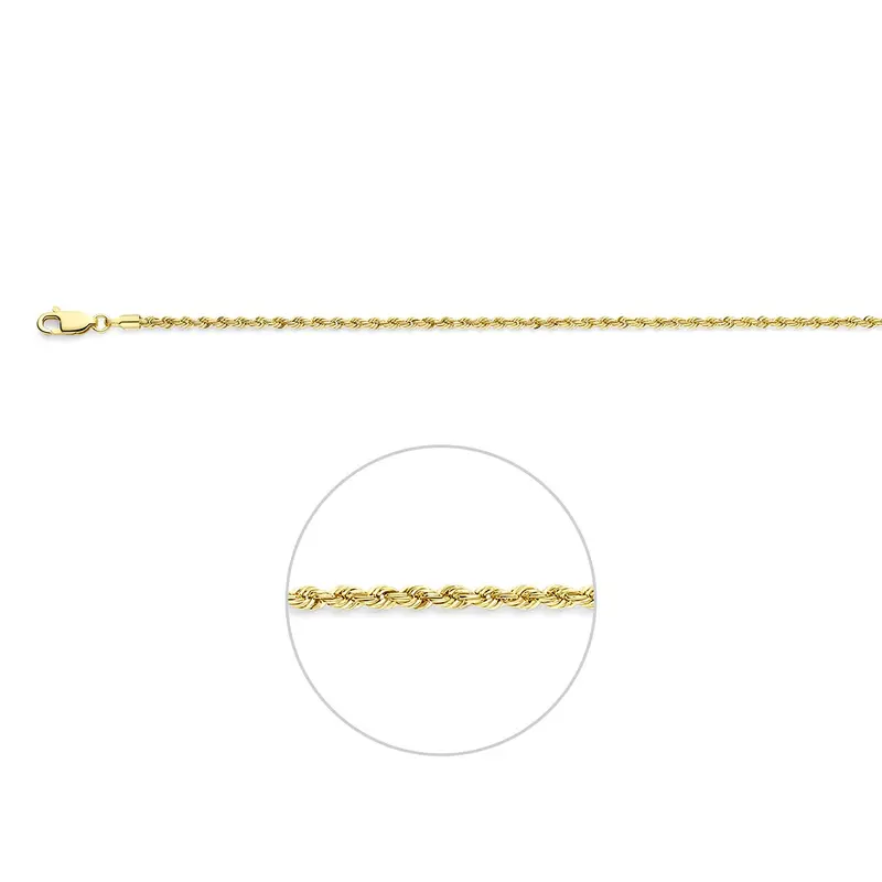 Armband koord 2,1 mm 9K geel