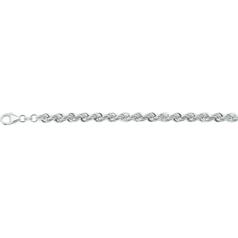 armband koord massief 5,5 mm 19 cm zilver gerhodineerd