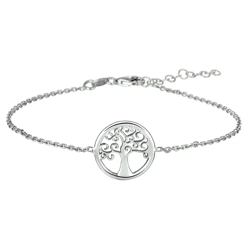 Armband levensboom 17 + 3 cm zilver gerhodineerd