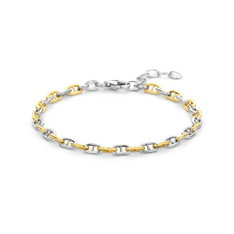 Armband marine ronde buis 4,0 mm 16 + 3 cm 3 micron zilver verguld
