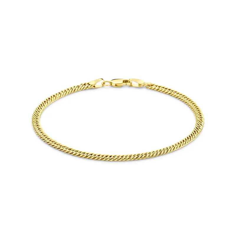 Armband massief 3 mm 18,5 cm silgold