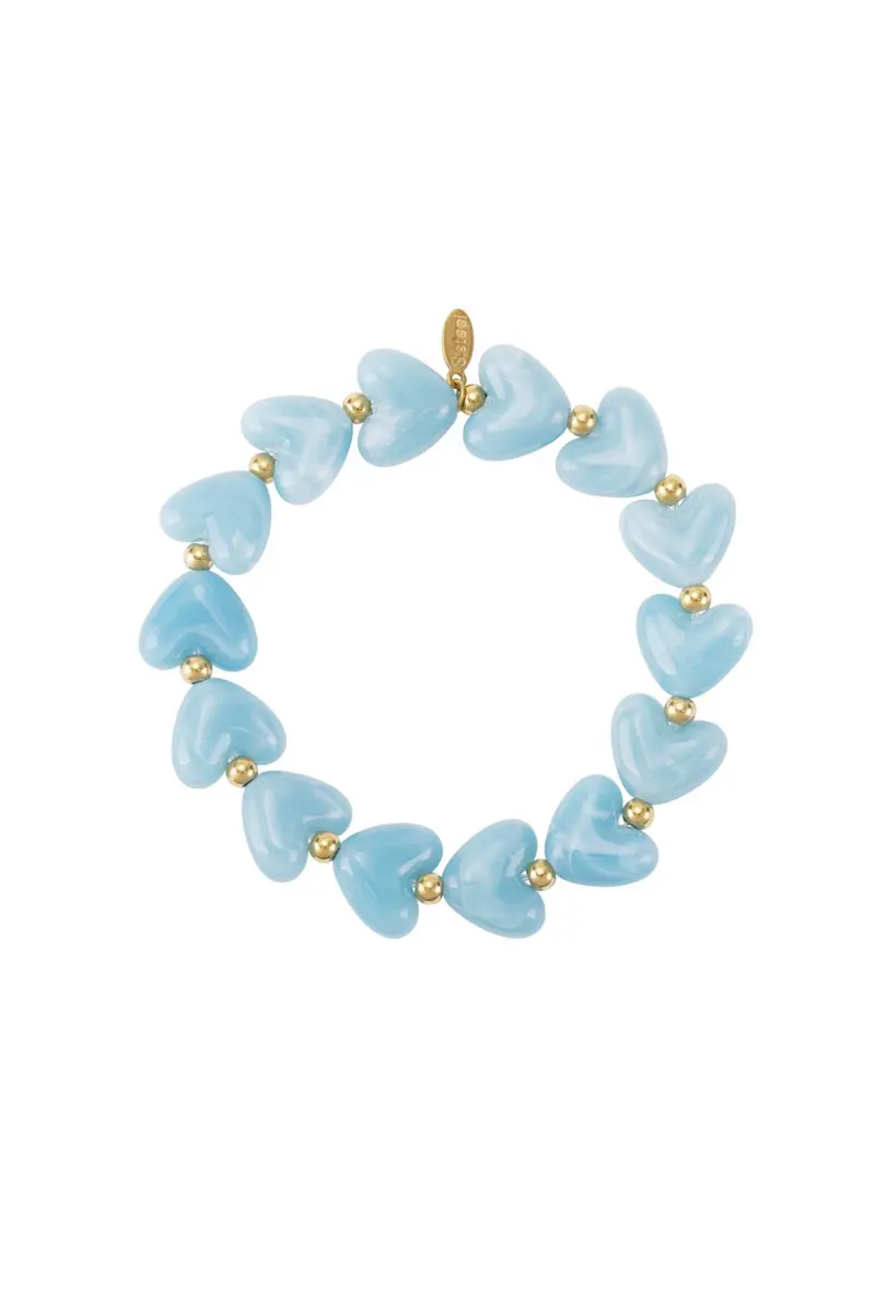 Armband met hartjes kralen blauw