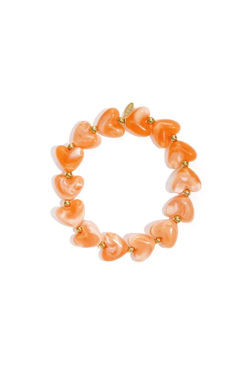 Armband met hartjes kralen oranje
