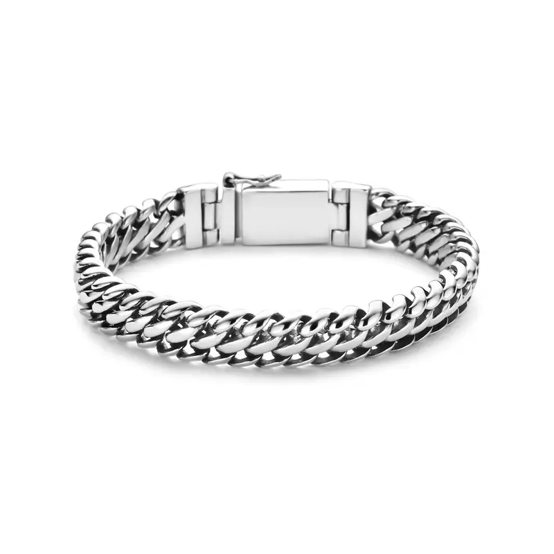 Armband oxi 11 mm 21 cm zilver geoxideerd