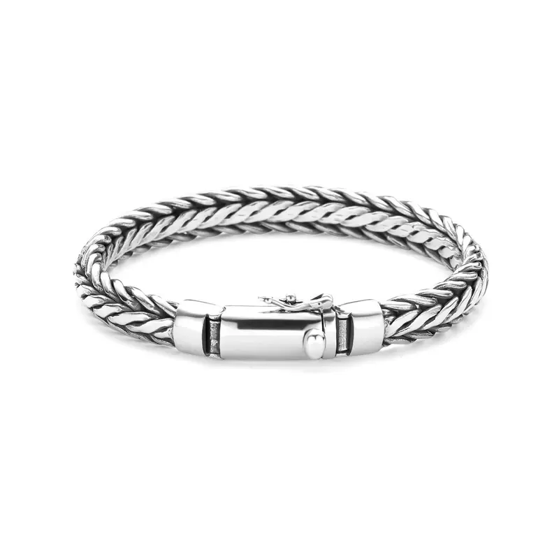 Armband oxi 9 mm 21 cm zilver geoxideerd