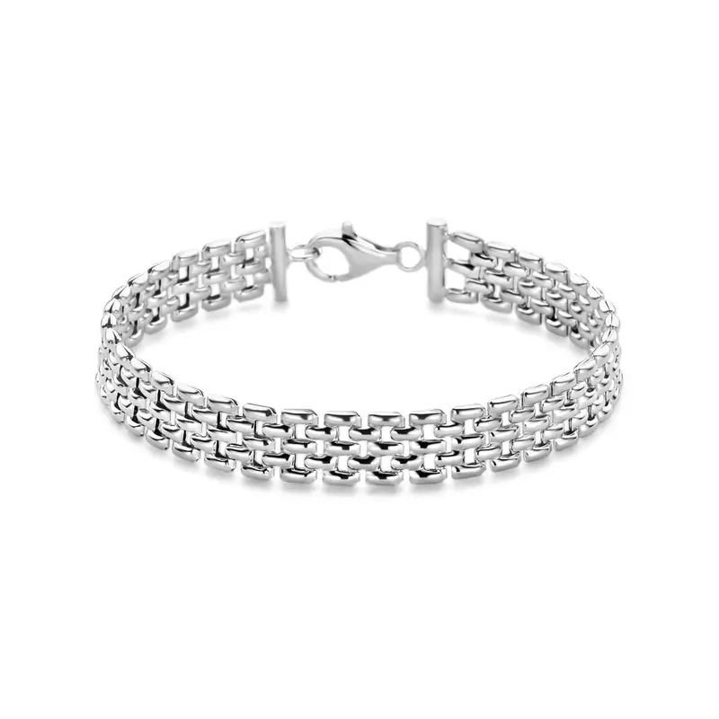 armband panter 8 mm 19 cm zilver gerhodineerd