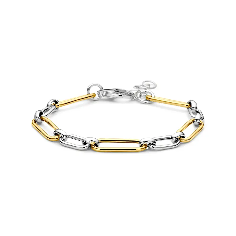 Armband paperclip vierkante buis 6 mm 17 + 2 cm 3 micron zilver verguld