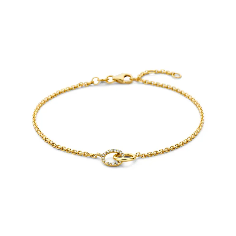 Armband rondjes lab grown diamant 0.09ct g vs 17 - 18 - 19 cm 14K geelgoud