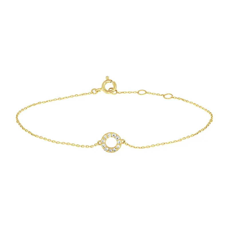 Armband rondjes zirkonia 9K geelgoud 16,5 - 17,5 - 18,5 cm – 8001359