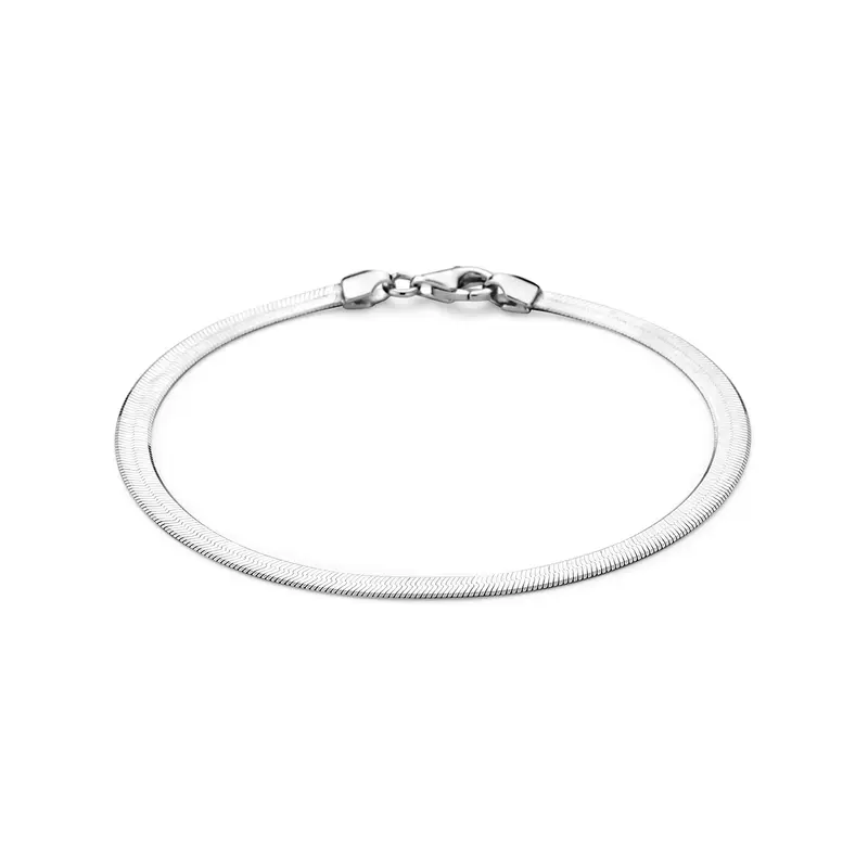 Armband slang plat 3,6 mm zilver gerhodineerd 18,5 cm