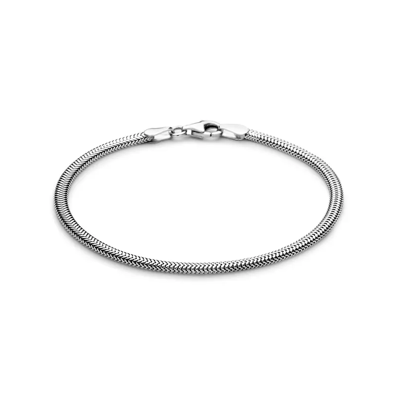 Armband slang plat (bol) 3 mm zilver gerhodineerd 18 cm