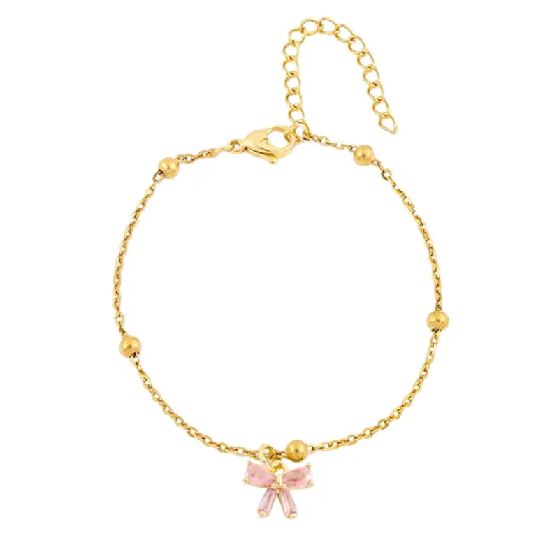 Armband sparkling bow roze