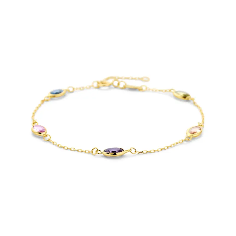 Armband synthetische stenen 9K geelgoud 16,5 - 17,5 - 18,5 cm