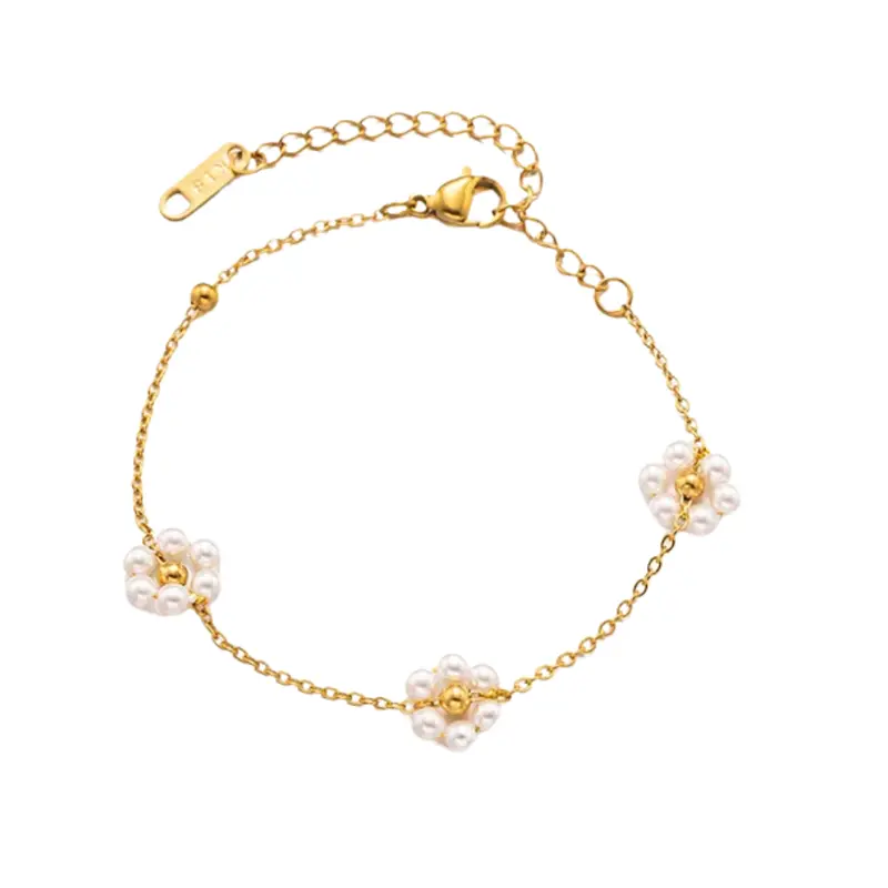 Armband triple pearl flower