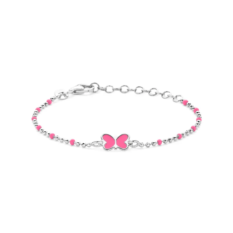 Armband vlinder emaille zilver gerhodineerd 13 + 3 cm 9 mm