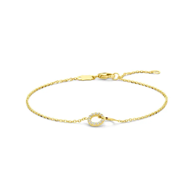 Armband zirkonia 16 - 18 cm 14K geelgoud