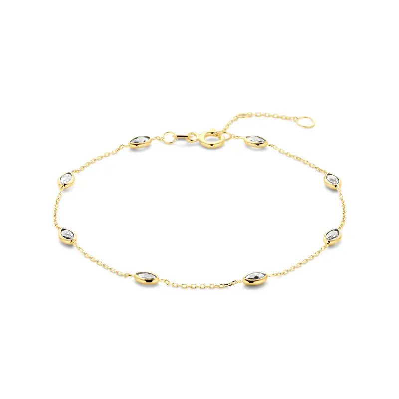 Armband zirkonia 16,5 - 17,5 - 18,5 cm 14K geelgoud 3,5 mm – 4035997