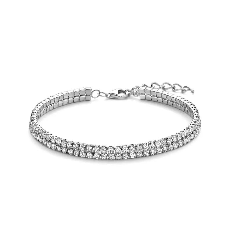 Armband zirkonia 4,5 mm 17 + 3 cm zilver