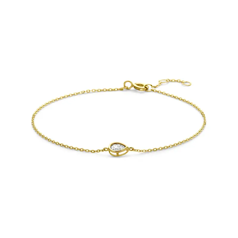 Armband zirkonia 9K geelgoud 16,5 - 17,5 - 18,5 cm peer