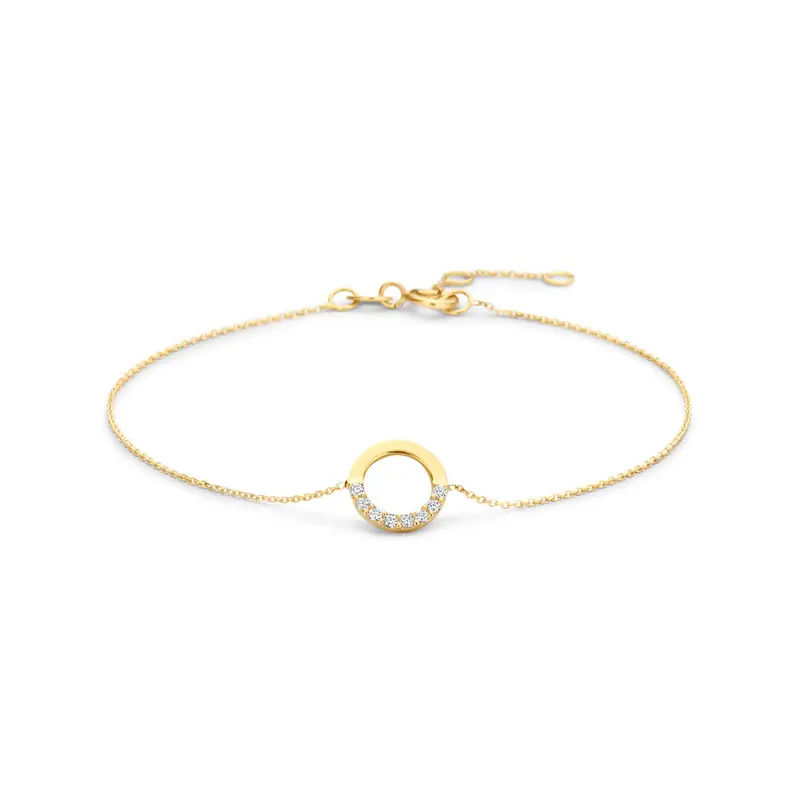 Armband zirkonia 9K geelgoud 16,5 - 17,5 - 18,5 cm