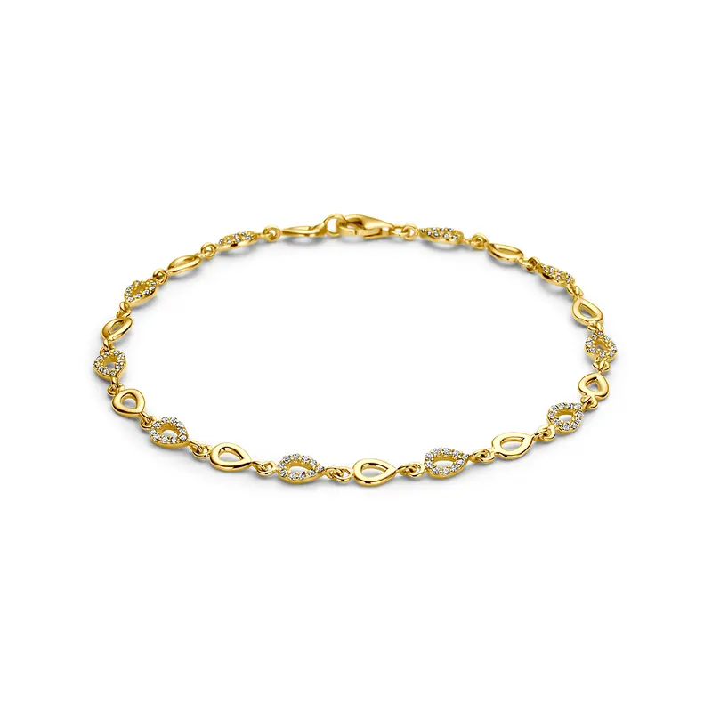 Armband zirkonia 9K geelgoud 4,2 mm 19 cm – 8001487