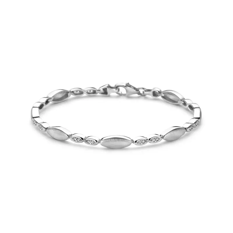 Armband zirkonia poli/mat 4,7 mm 19 cm zilver