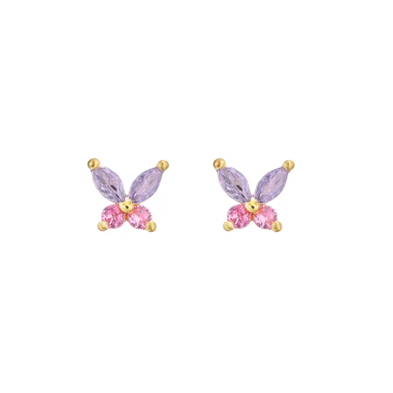 Baby butterfly studs paars