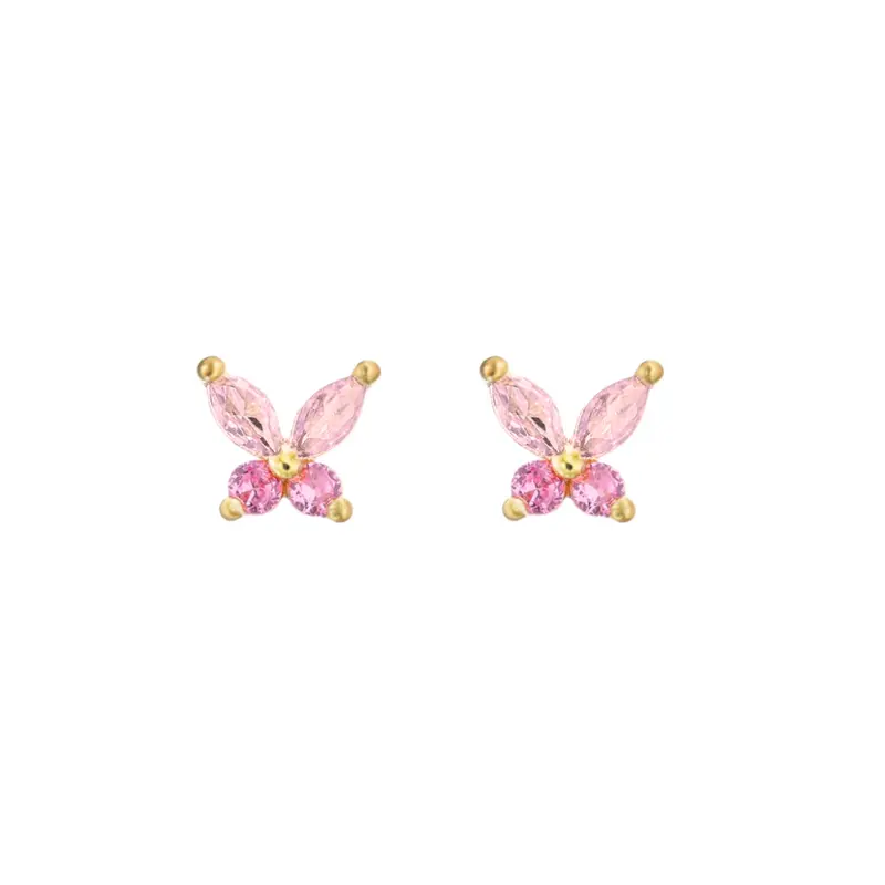 Baby butterfly studs roze