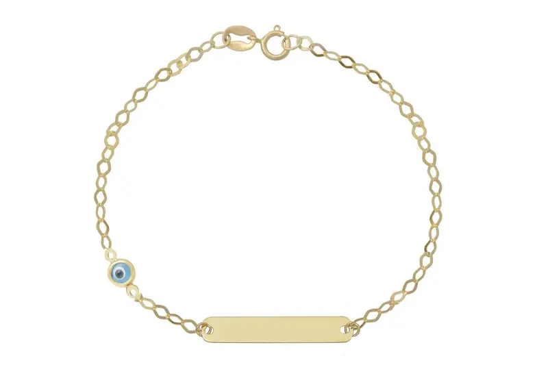 Baby/Kinder Plaatarmbandje Blauwe Oog 14K Goud BeMy