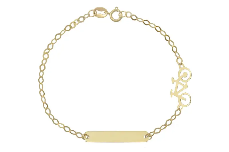 Baby/Kinder Plaatarmbandje Fiets 14K Goud BeMy