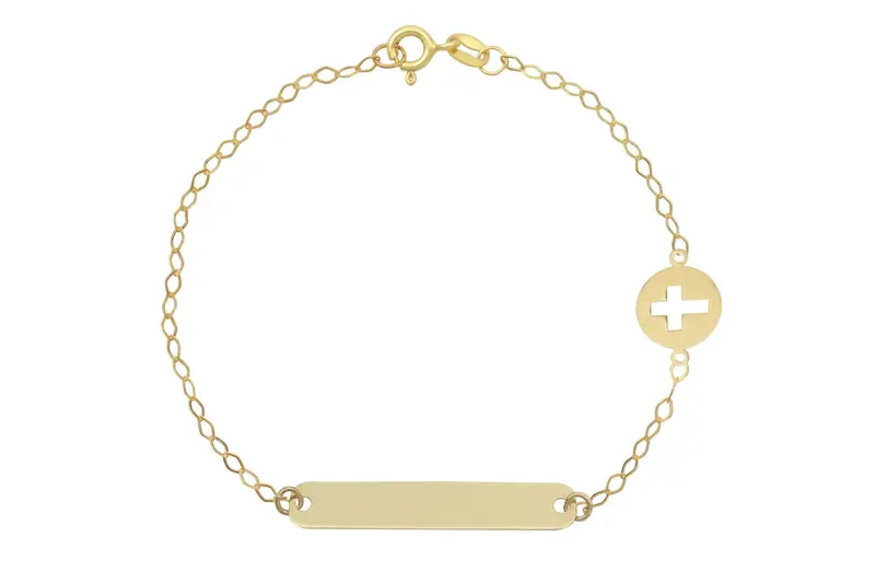 Baby/Kinder Plaatarmbandje Kruis 14K Goud BeMy