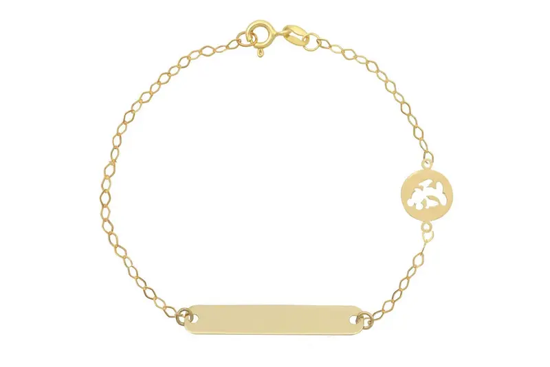 Baby/Kinder Plaatarmbandje Mickey Mouse 14K Goud BeMy