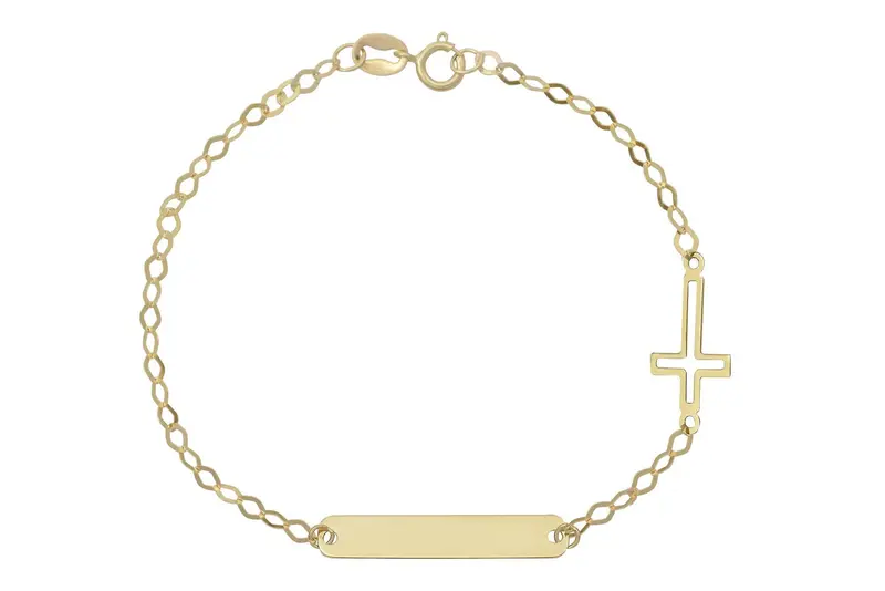 Baby/Kinder Plaatarmbandje Open Kruis 14K Goud BeMy