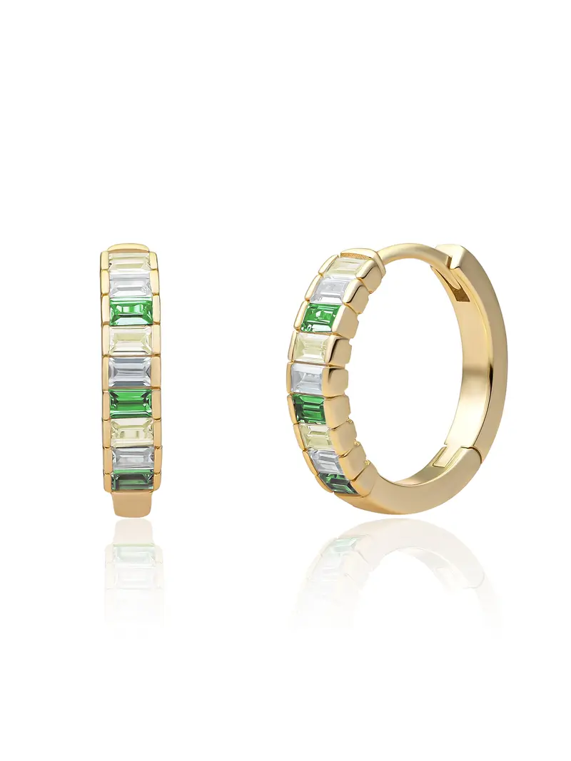 Baguette Creolen Zirconia Groen