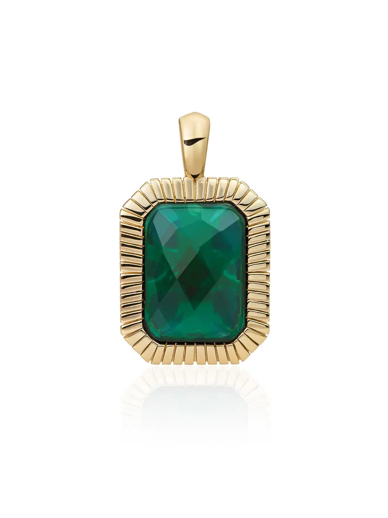 Baguette Pendant Petrol Green Quartz