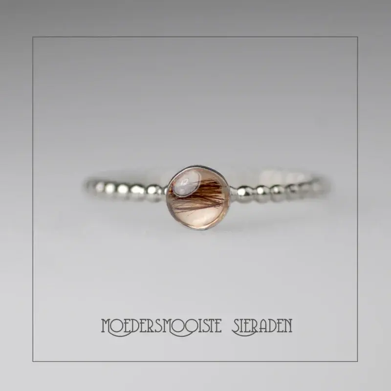 Balletjesring van Witgoud met Haarlok Smal